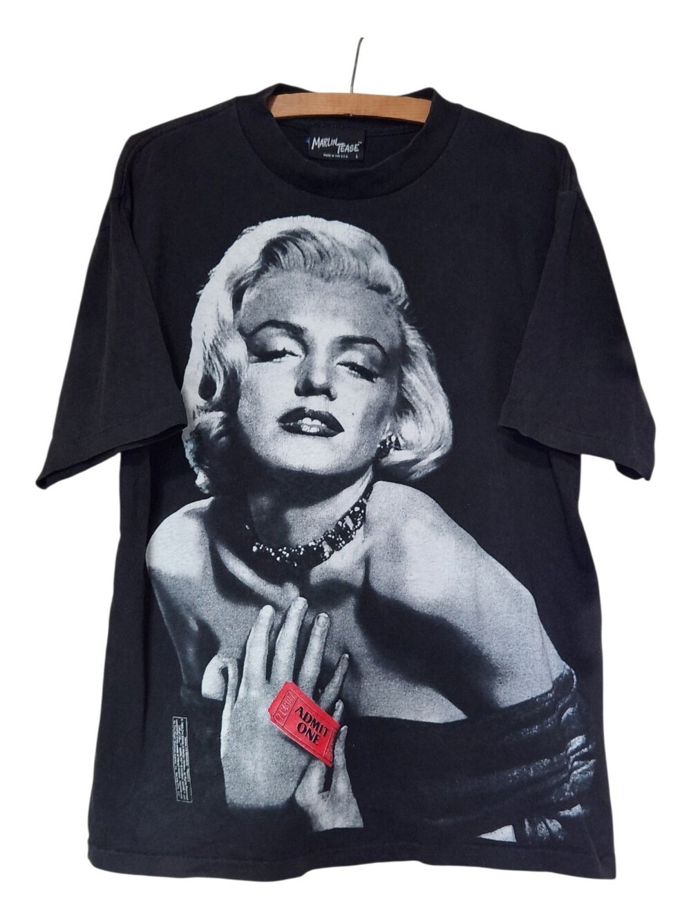 Vintage 1995 Marilyn Monroe Old Hollywood Marlin Tease Black T-Shirt Large
